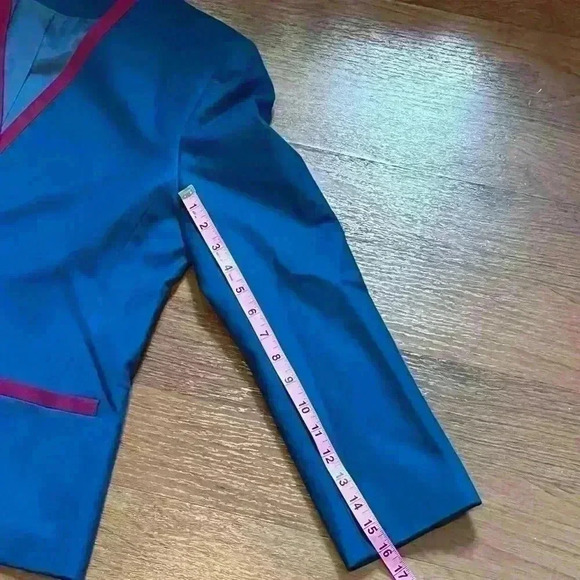 VTG 60s Pendleton Virgin Wool 2-PC Blazer Skirt Set Womens Power Suit Teal - Picture 6 of 9